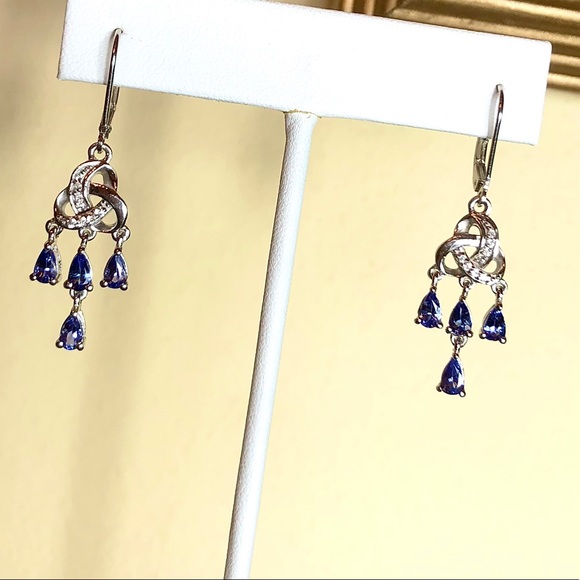 Genuine AAA Tanzanite Earrings - Picture 5 of 6